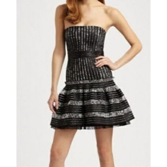 BCBGMaxAzria Madeline Strapless Dress in Black/White Size 2 - Picture 1 of 5